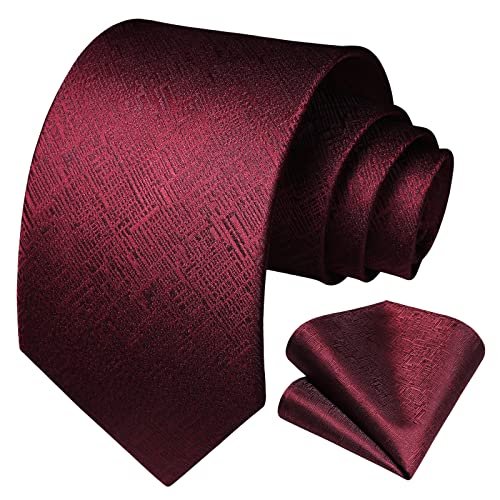 Image of HISDERN Ties for Men Solid Houndstooth Neckties Handkerchief Formal Business Tie & Pocket Square Set Wedding Party
