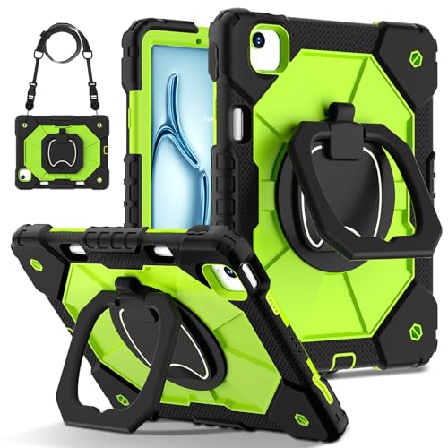 Protège iPad Air 11 M3 contre chutes housse antichoc noire verte