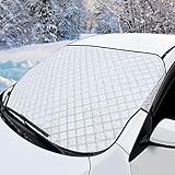 Car Windscreen Cover (57' x 41') Extra Thick 4-Layer Protective Windshield Cover for Car, SUV & Truck, Snow Ice Frost Sun UV Dust Water Resistent, All-Season Windshield Protection