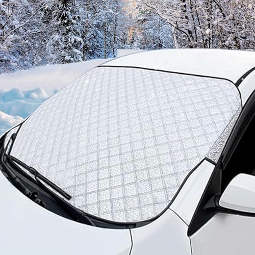 Car Windscreen Cover (57' x 41') Extra Thick 4-Layer Protective Windshield Cover for Car, SUV & Truck, Snow Ice Frost Sun UV Dust Water Resistent, All-Season Windshield Protection