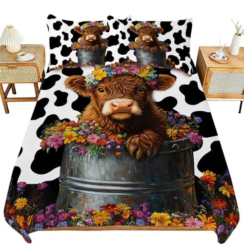 IBTKQSM Highland Cow Bedding Theme Comforter Set...