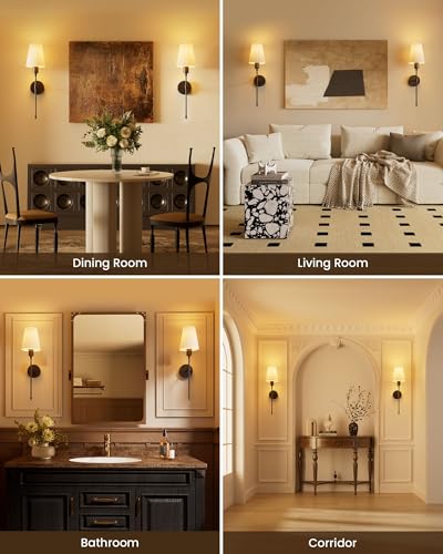 Image of FULEN Wall Sconces Battery Operated Set of Two,18 Colors Cordless Wall Lights with Remote LED Indoor Wall Sconce Dimmable Detachable Bulbs,10000mAh Rechargeable Wall Lamps for Bedroom Living Room