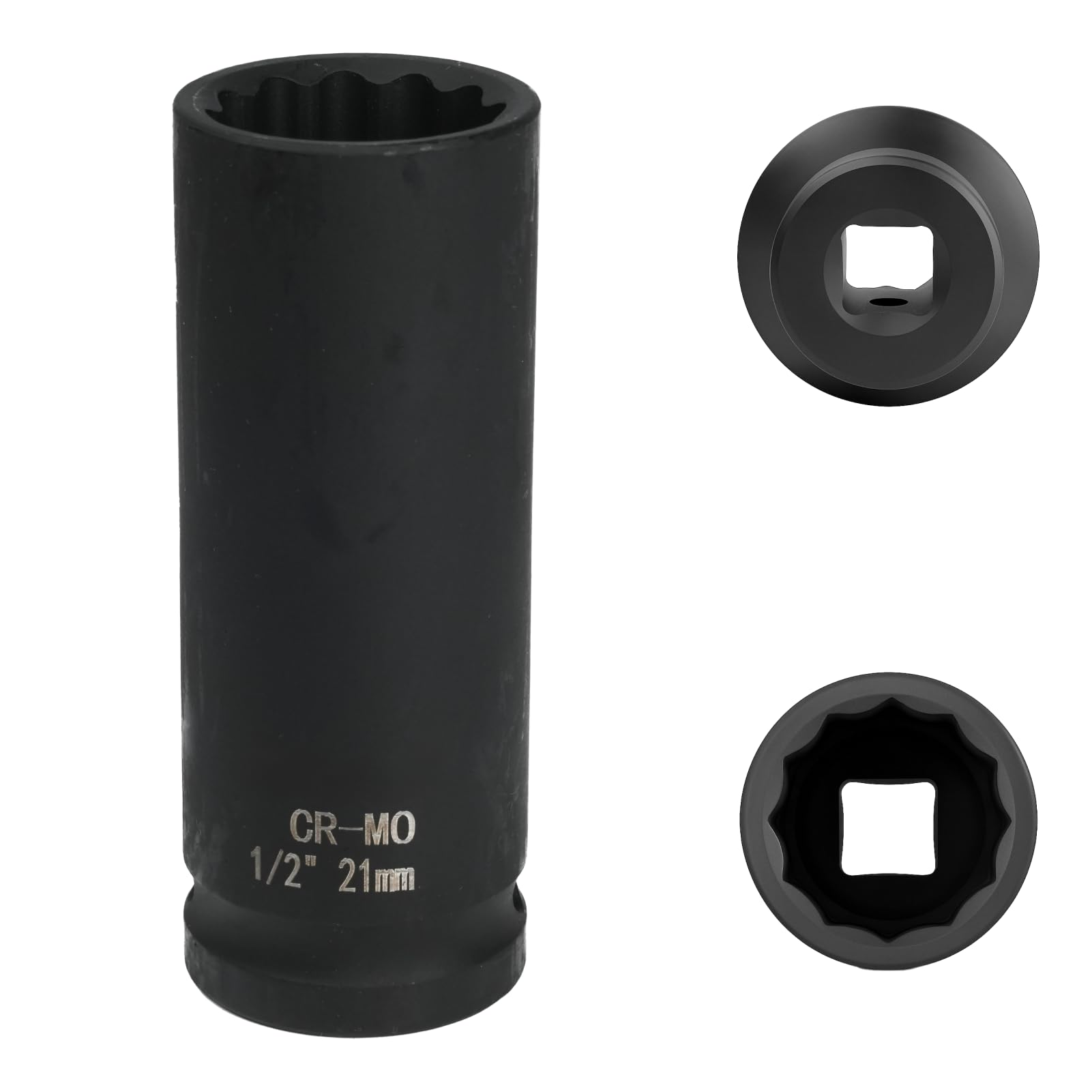 FortuneGlobe - 21 mm 1/2 inch socket, 12 pans, 1/2 21 mm shock socket, CR-MO chrome-molybdenum steel(Black) — image 1