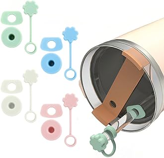 HASTHIP® 4Pcs Straw Caps for Stanley Cup, Spill-Proof Silicone Accessory Set for Stanley Cups - Includes Straw Covers, Round and Square Leak Stoppers - Anti-Dust Tumbler Accessories