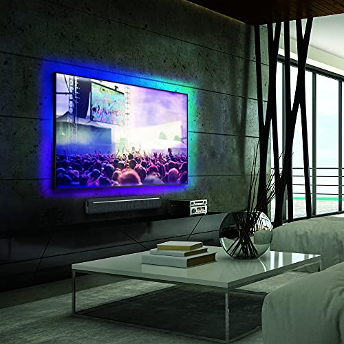 Monster 12ft Multi-Color Sound Reactive LED Light Strip, Customizable with Remote, Follows The Music, Desktop Monitor/HDTV Backlight, Xtreme Easy Installation