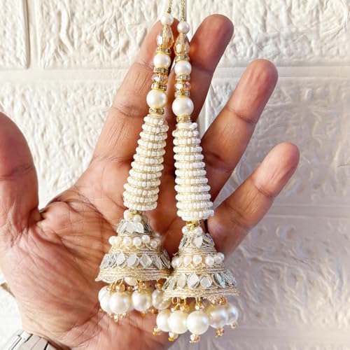 Image of Adikala Craft Store Handmade Ethnic Latkan Tassel Set of 2 for Saree Pallu, Blouse, Suits, Dupatta, Lehenga Decor (French Wire Cone)