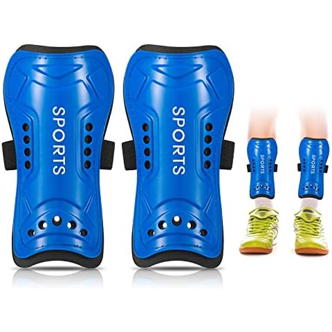 Kids Football Shin Pads Teens Soccer Shin Guards Lightweight Blue Kids Shin Pad Beginner for Boys Girls Football Games Leg Calf Protective Gear (6-15 years) Cover