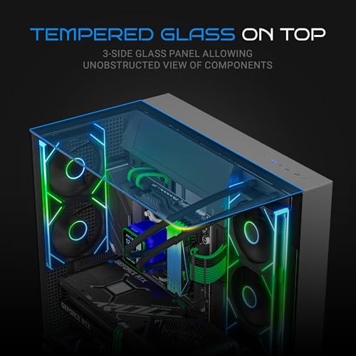 Image of Ant Esports Crystal Arc Pro Mid-Tower Computer Case /Gaming Cabinet - Black |Curved Front Glass | Support ATX, Micro-ATX, Mini-ITX | Pre-Installed 2(240mm,360mm) Mono Frame Fans