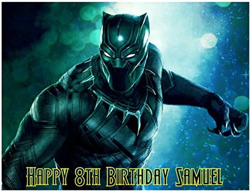 BLACK PANTHER PERSONALISED EDIBLE BIRTHDAY CAKE TOPPER A4 RECTANGLE (ICING SHEET)