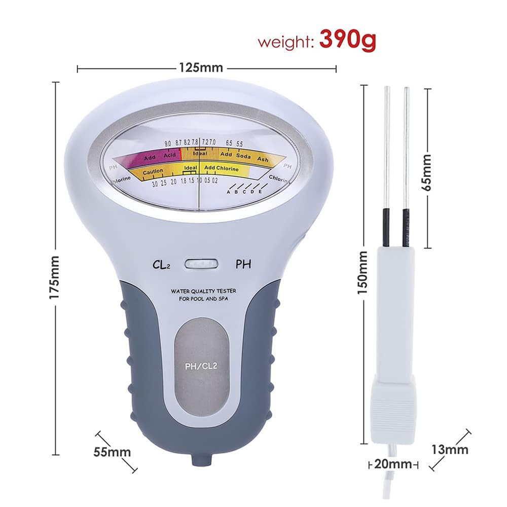 Analizador De Calidad Del Agua De Piscina, Kit Probador De Cloro Y PH 2 En 1, Rango 0-3.0ppm CL2, Monitor De Agua Para Piscinas, Monitor De Análisis De Agua Para Spas, Para Hidroponía, Piscina, Spas