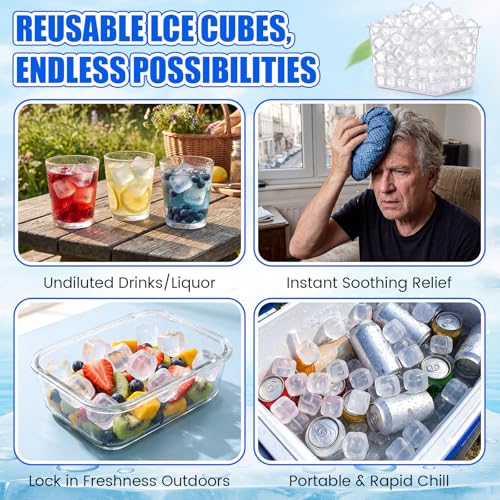 320 Cubos de Hielo Reutilizables de Plástico Transparente miniatura 6