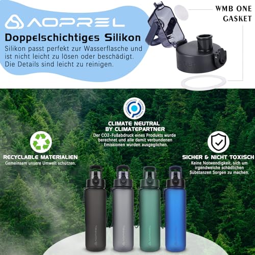 AOPREL Trinkflasche 1l, Trinkflasche Sport Tritan & BPA-Frei Wasserflasche Mit Filter und Bürste, Auslaufsicher Sportflasche Für Fitness, Wandern, Camping, Schule und Büro 5