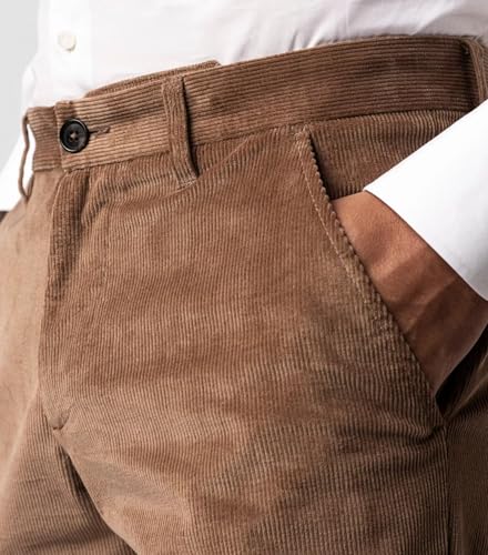 Men's Corduroy Pant Regular Fit Flat-Front Solid Color Trouse for Travel2