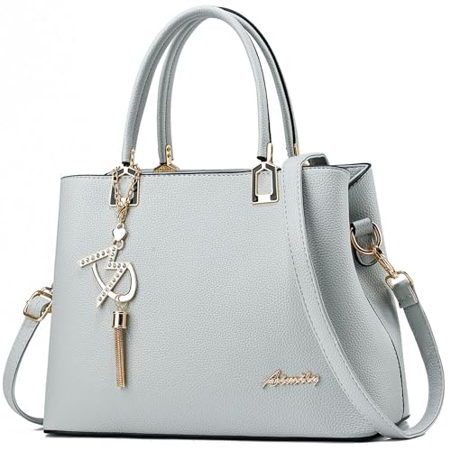 Image of Womens Purses and Handbags Shoulder Bags Top Handle Satchel Tote Bag | Tassel Charm for Ladies Designer Crossbody Purse, Detachable Long Strap, PU Leather Tote Handbag for Women