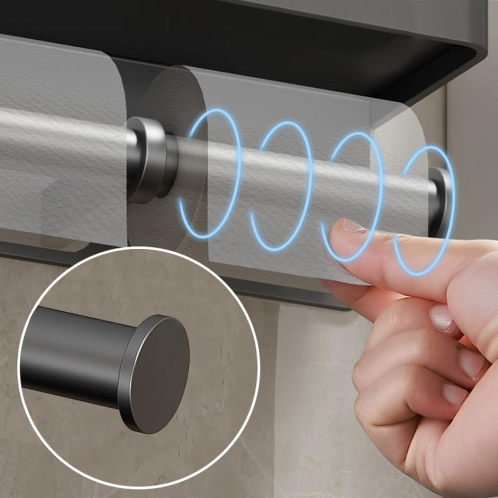Portarrollos de papel de aleación de aluminio montado en la pared, Dispensador de Papel Higiénico, sin taladrar, para baño, cocina, color blanco A