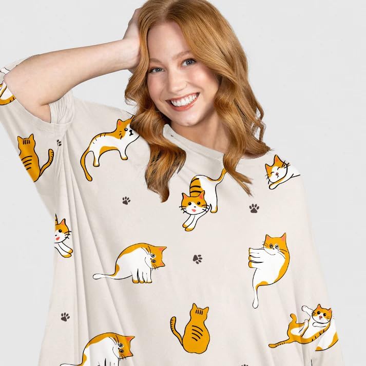 Narecte Nightgowns for Women with Pockets Plus Size Night Gowns Oversized Sleepwear Short Sleeves Sleep Shirts Fit S-5XL - Image 3