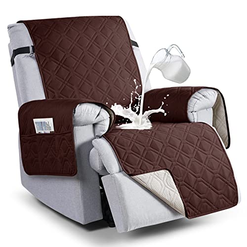 Image of VANSOFY 100% Waterproof Recliner Chair Covers, Recliner Cover Non-Slip Dog Chair Cover Furniture Protector Washable Slipcover with Pocket, Elastic Straps for Pets, Dogs(Coffee, 30 inch)