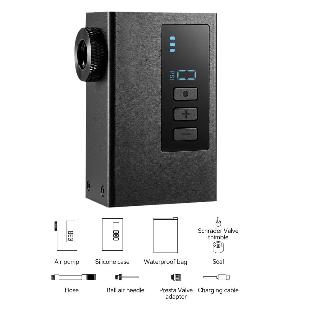 Nouvelle Pompe Électrique en Alliage D'Aluminium 120 PSI pour Vélo, Pompe à Air Rechargeable pour Pneus 420mAh avec Affichage Numérique