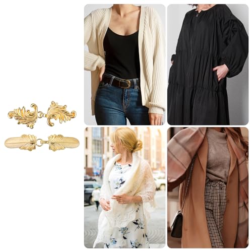 Image of uxcell Vintage Sweater Clips, Cape Cloak Clasp Retro Cardigan Clips Shawl Collar Clasp Dress Shirt Brooch Clip