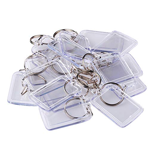 JuneJour Acryl Foto Schlüsselanhänger mit Schlüsselring auch für Passbild Lichtbild Leer Schlüsselring Bilderrahmen Klar Spalten 100 Stücke