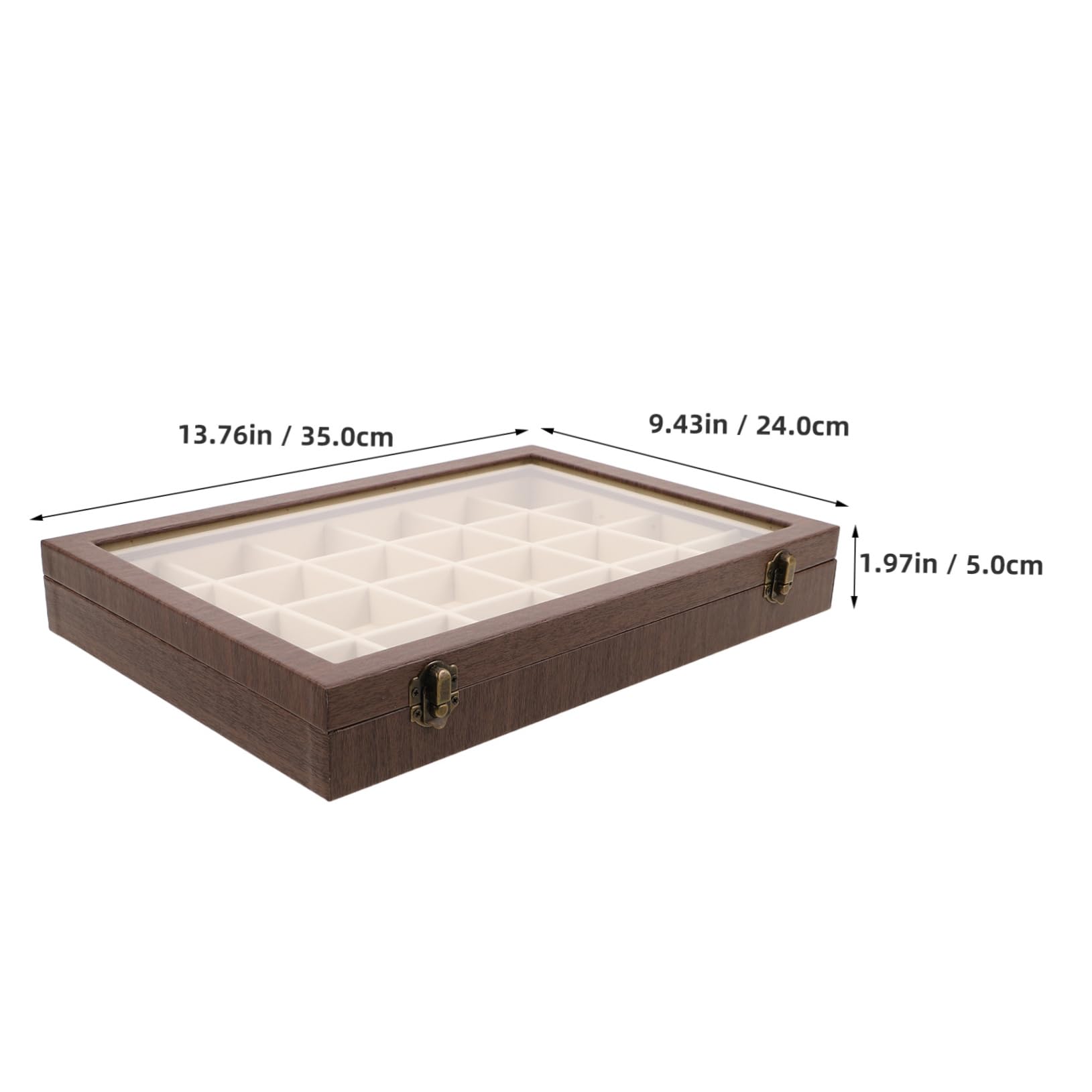 ERINGOGO Drewniane Pudełko Biżuterię z Przegródkami Vintage Organizer Kolczyki i Wisiorki z Przezroczystą Pokrywą Miękki Welurowy Wkład Przenośna Szkatułka Podróż