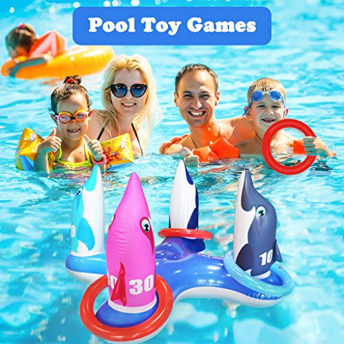 JOINBO Inflatable Pool Ring Toss Games Toys,Swimming Game Toy for Kid Adult Family,Multiplayer Summer Pool Floating Games Toys & Water Fun Outdoor Play Party Favors
