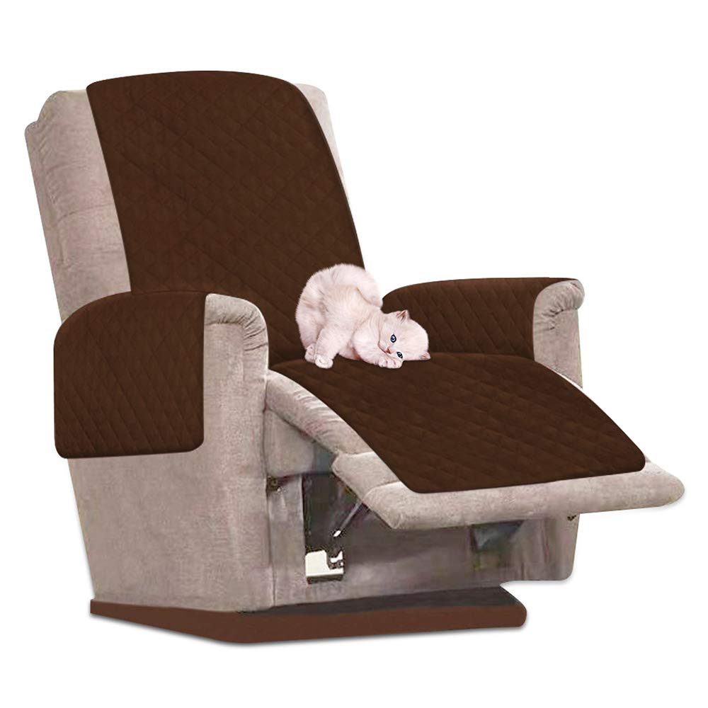 Ghopy Funda de Sillón Relax Reclinable Impermeable Funda Cubre Sofá Universal Funda para Sillón de 1 Plaza Antimanchas y Antiarañazos (Café)