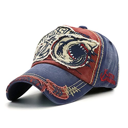Elwow Men's Oilcloth Front Decor Washed Distressed Embroidery Baseball Cap