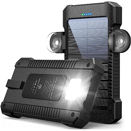 Power Bank Solar de 26800 mAh con Ventosa, Cargador Solar de 3 Puertos de Carga Rápida de 15 W con Linterna, SOS, luz Estroboscópica, Función Impermeable, Adecuado para Actividades al Aire Libre.