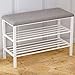 HAOTING Étagère à Chaussures, étagère à Chaussures, Banc à Chaussures à 2 Niveaux, étagère à Chaussures en métal avec siège rembourré pour Placard, Couloir, Couloir (Couleur : Gris)