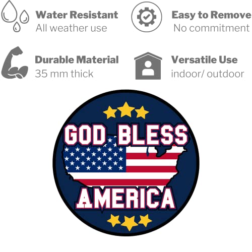 Image of God Bless America Star Magnet, USA Themed Car Decal, Accessory for Refrigerator, Mailbox, and Other Magnetic Surfaces, 5.5 Inches