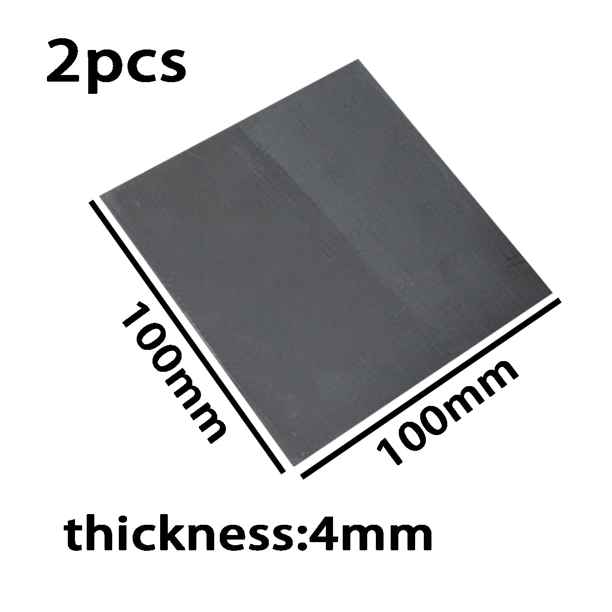 Płyta z folii grafitowej o wysokiej czystości do przewodzącego rozpraszania ciepła - 100 mm x 100 mm, grubość od 1 mm do 30 mm, 2 szt.(Thickness 4mm)