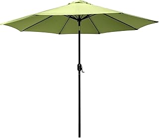 HZH Guarda-chuva de pátio, guarda-chuva de pátio externo de 9 pés com inclinação e manivela, guarda-chuva externo