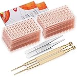 Honoson 1 Set 1200 Pcs Acupressure Ear Beads Ear Counts Acupuncture Acupressure Tools Disposable with Acupuncture Point Chart Probe and Tweezers