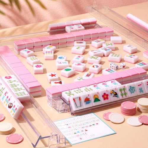 Juego de fichas American Mahjong 160 piezas color rosa miniatura 3