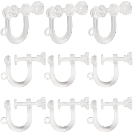 SUNNYCLUE 30Pcs Plastic Clip-On Earrings with Screw Back for Non-Pierced Jewelry Making