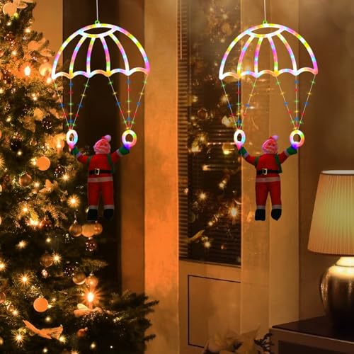 Paracaídas de Papá Noel con luces LED a batería Jnchdghwa para exterior 8