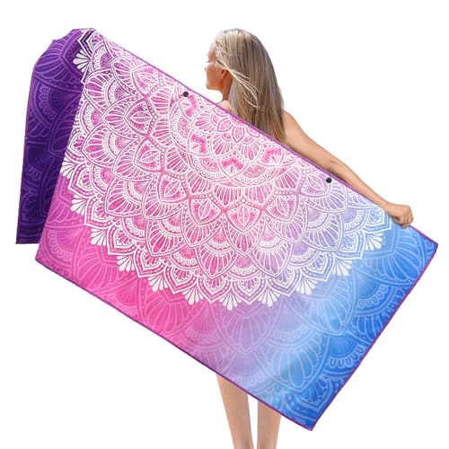 Toalla de playa XXL, toalla de microfibra de 90 x 180 cm, ligera y de secado rápido, adecuada para la playa, deportes, viajes, sauna, piscina