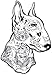 Oedim Pack 5 Pegatinas Coche Perro Bull Terrier Tatuaje 10 x 16 cm | Adhesivo de Facil Colocación | Pegatina para Coche Económica y Resistente