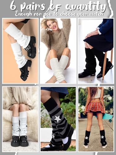 Image of Geyoga Y2k Accessories Harajuku Leg Warmers Gyaru Clothes Japanese Kawaii Girls Leg Warmers Goth Cute Lolita Knit Boot Socks