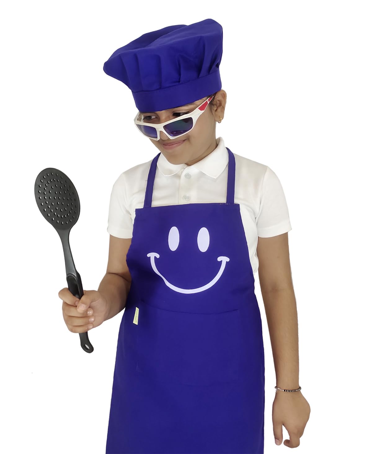 Switchon Polyester Waterproof Adjustable Kids Multi purpose Cooking Apron with a chef cap School Apron - for Kids unisexapron-Proudly made in india