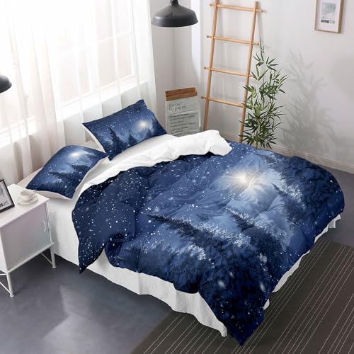 Parure de lit forêt d'hiver en microfibre pour couette enfant et ado