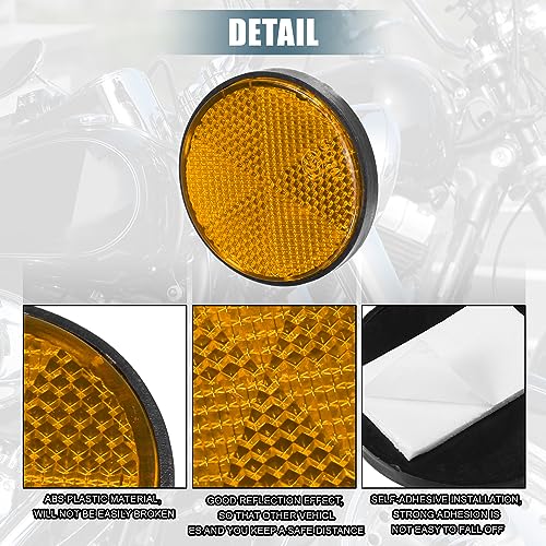 Image of X AUTOHAUX 8 Pcs Round Stick-on Safety Spoke Reflective Self Adhesive Reflector for Gate Posts Cars Trailer Motorcycle Trucks Boat Bicycle Bike Orange
