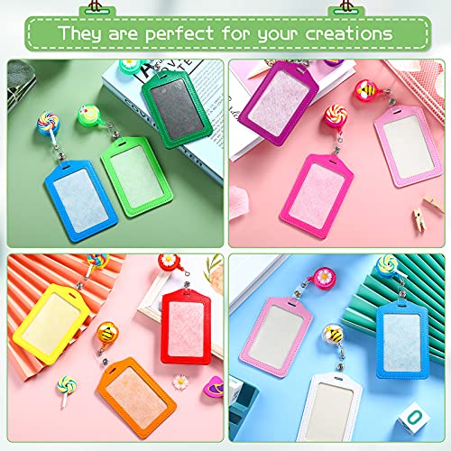 Porte-badge rétractable lot de 24 en cuir synthétique vertical multicolore avec clip