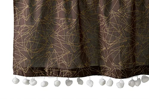Image of Ravaiyaa - Attitude is everything Hand Printed Half Window Kitchen Curtain 100% Cotton Short Drapery Valance Curtain 40 inch X 18 inch Inch (Chocolate Geometric)