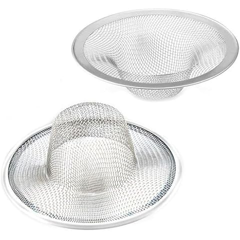 2 pcs Heavy Duty Stainless Steel Slop Basket Filter Trap, 2.75" Top / 1" Mesh Metal Sink Strainer,Perfect for Kitchen Sink/Bathroom Bathtub RV Wash Basin Floor Drain Balcony Drain Hole Cover