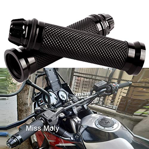 7/8' 22mm Motorcycle Grips Non-Slip Rubber Handlebar Hand Grips(Black)