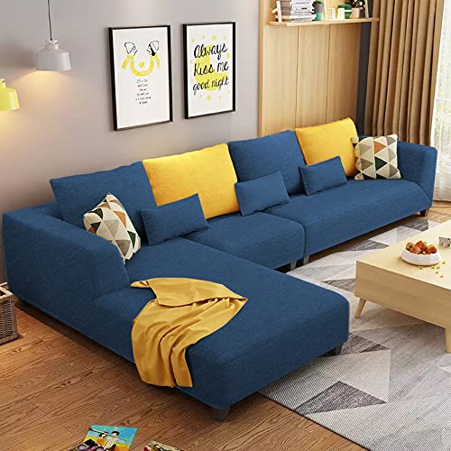 Image of Casaliving Minta LHS 6 Seater L Shape Sofa Set for Living Room (Blue Fabric) Premium Fabric Sofa Set for Living Room | Hall | Office Room