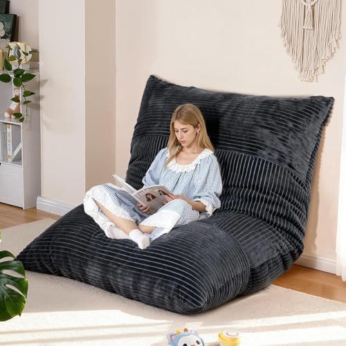 NALONE Sitzsack Erwachsene mit Füllung, 4-in-1 Bean Bag, 6.4 FT Flauschig Sessel, Lounge Sessel, Lounge Stuhl, Schlafzimmer, Wohnzimmer, Wohnzimmer Möbel (Grau)