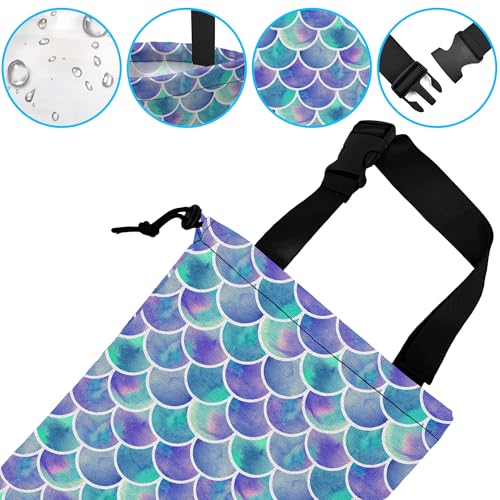 Image of Car Trash Bag Hanging Mermaid Rainbow Scales Car Trash Can Waterproof Garbage Bag Hanging for Car Back Seat